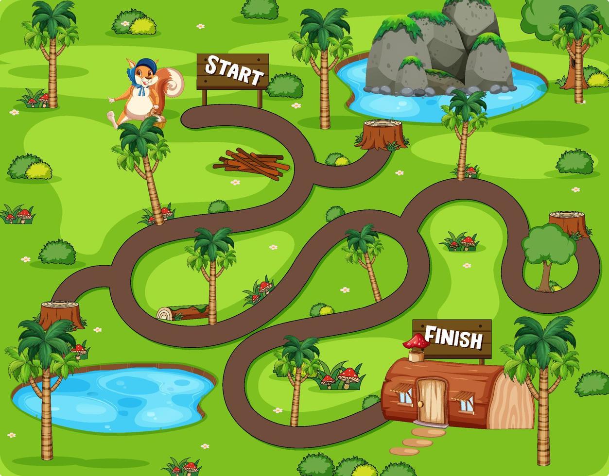 A squirrel maze games template vector