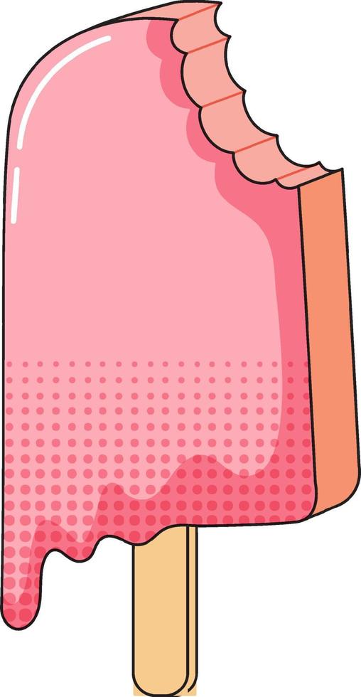 Pink popsicle melting on stick vector