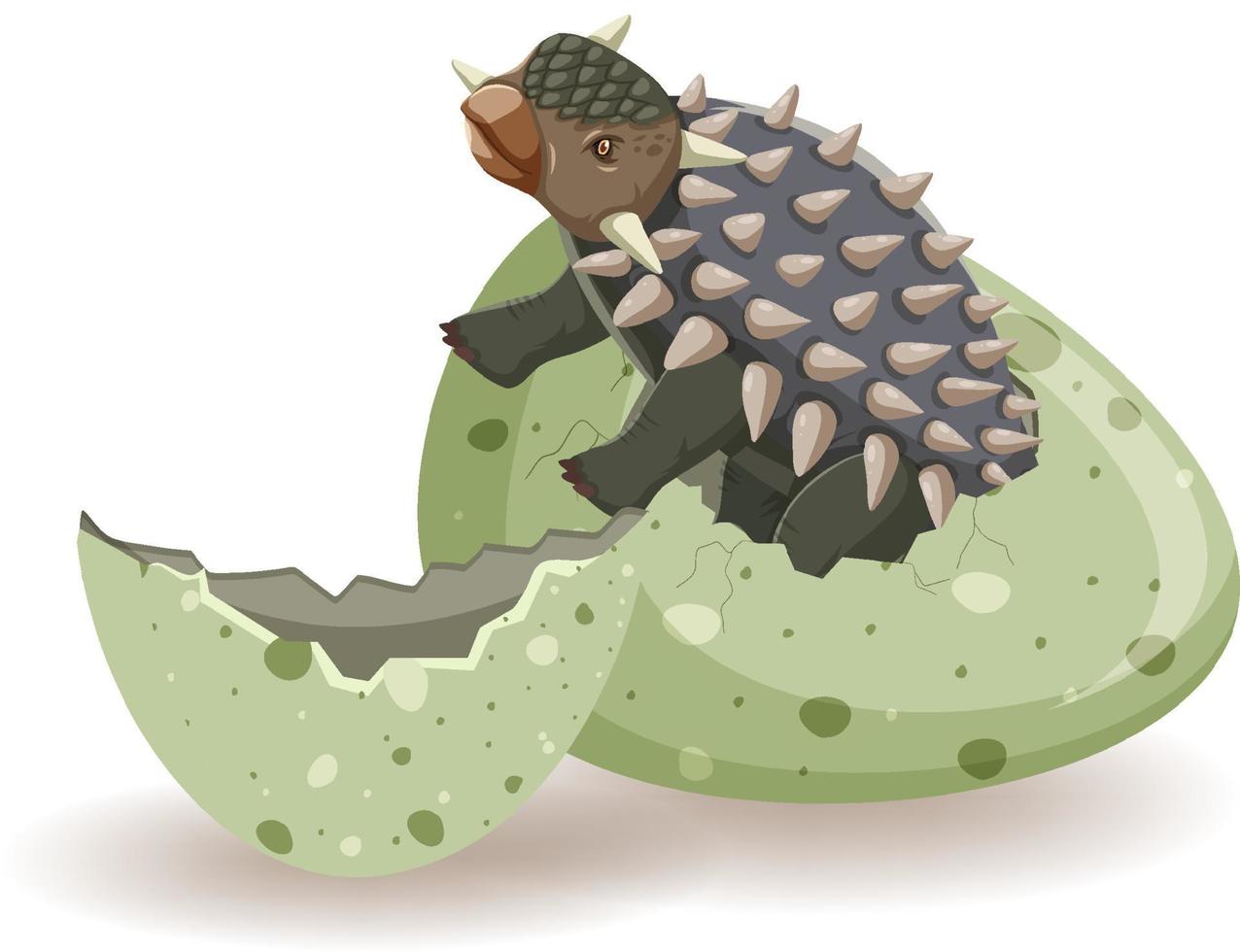 Ankylosaurus hatching from egg vector