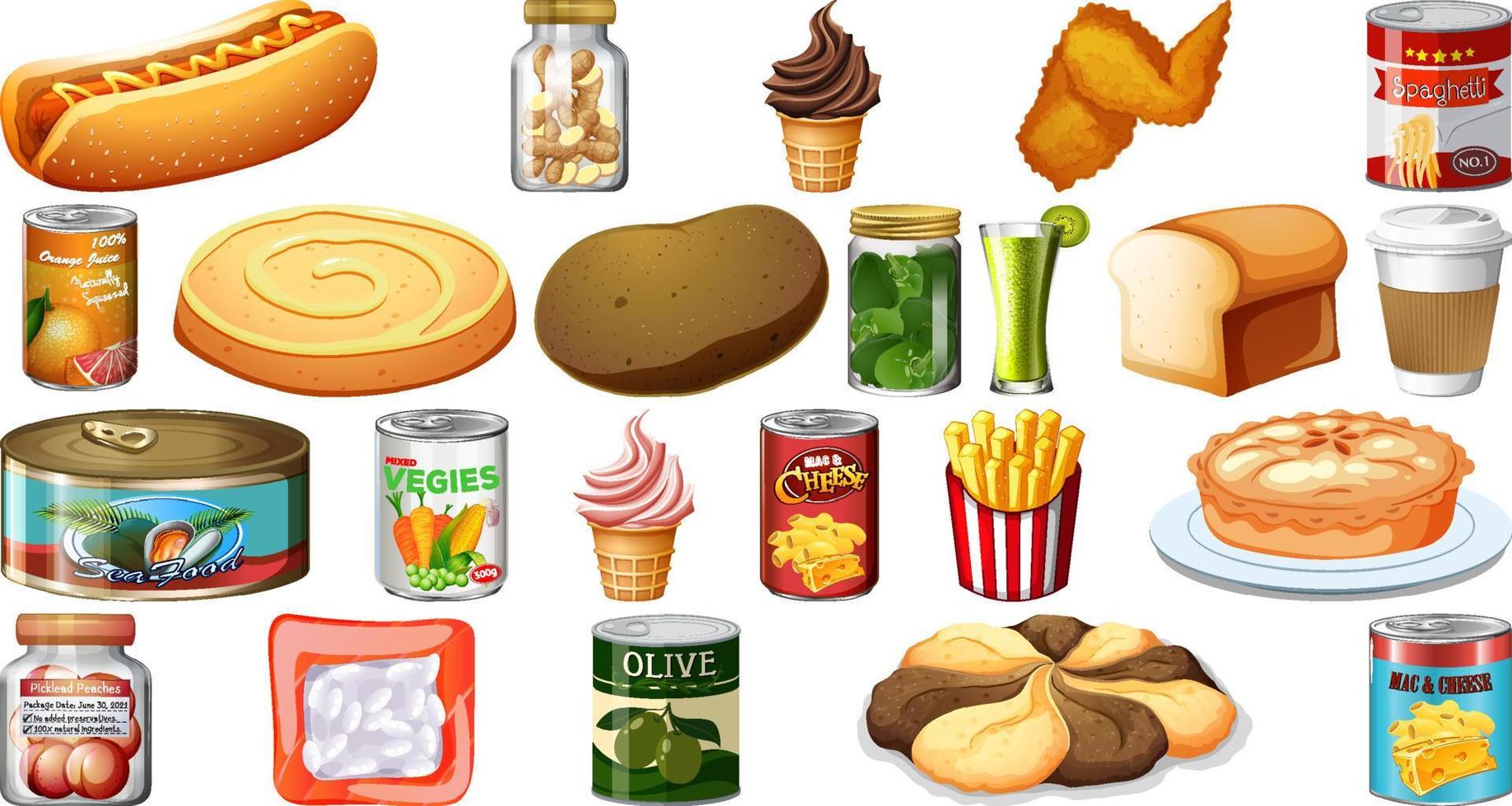 Set of different foods vector