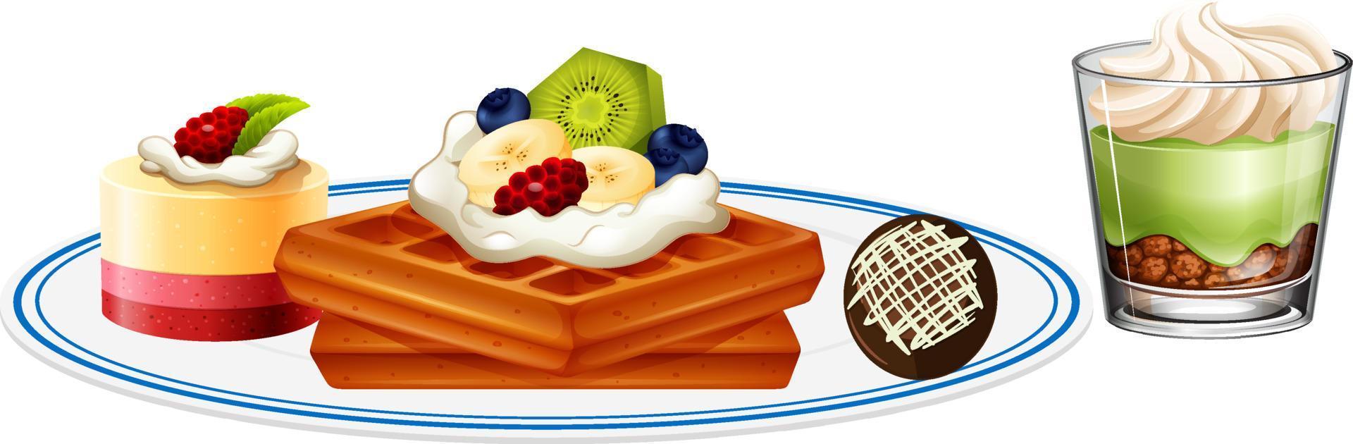 Sweet bakery dessert on white background vector