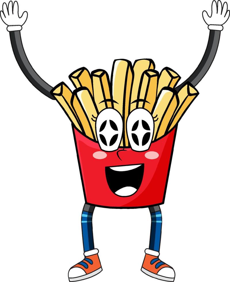 papas fritas con cara feliz vector