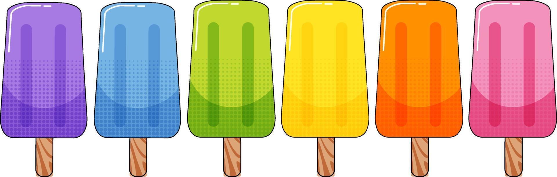Different flavors pospsicle on stick vector