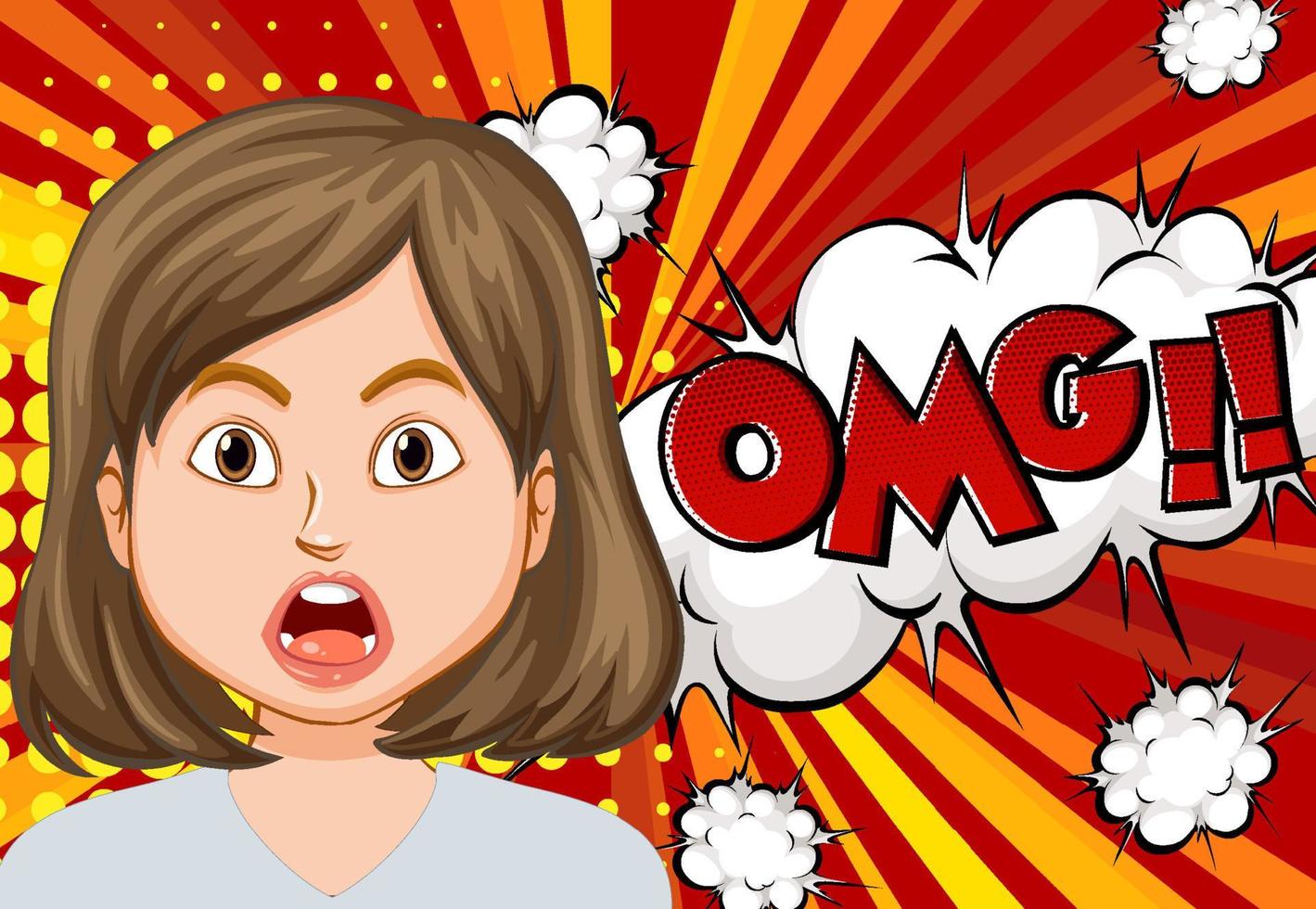 Abbreviation and facial expression retro comic banner design vector