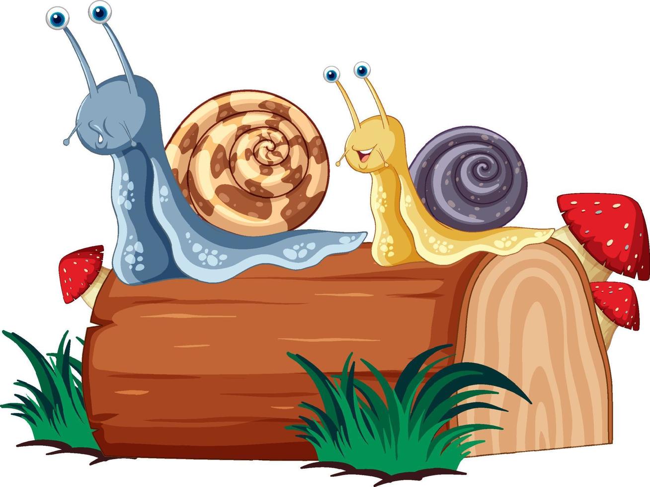 lindo caracol e insectos en estilo de dibujos animados vector