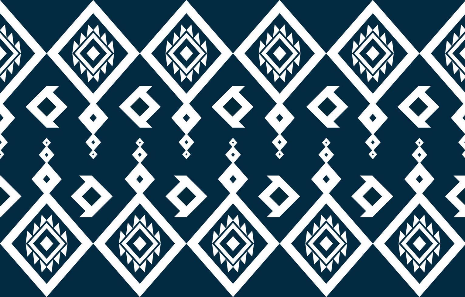 diseño de patrón geométrico étnico americano abstracto azul y blanco para fondo o papel tapiz. Ilustración de vector de patrón de tela