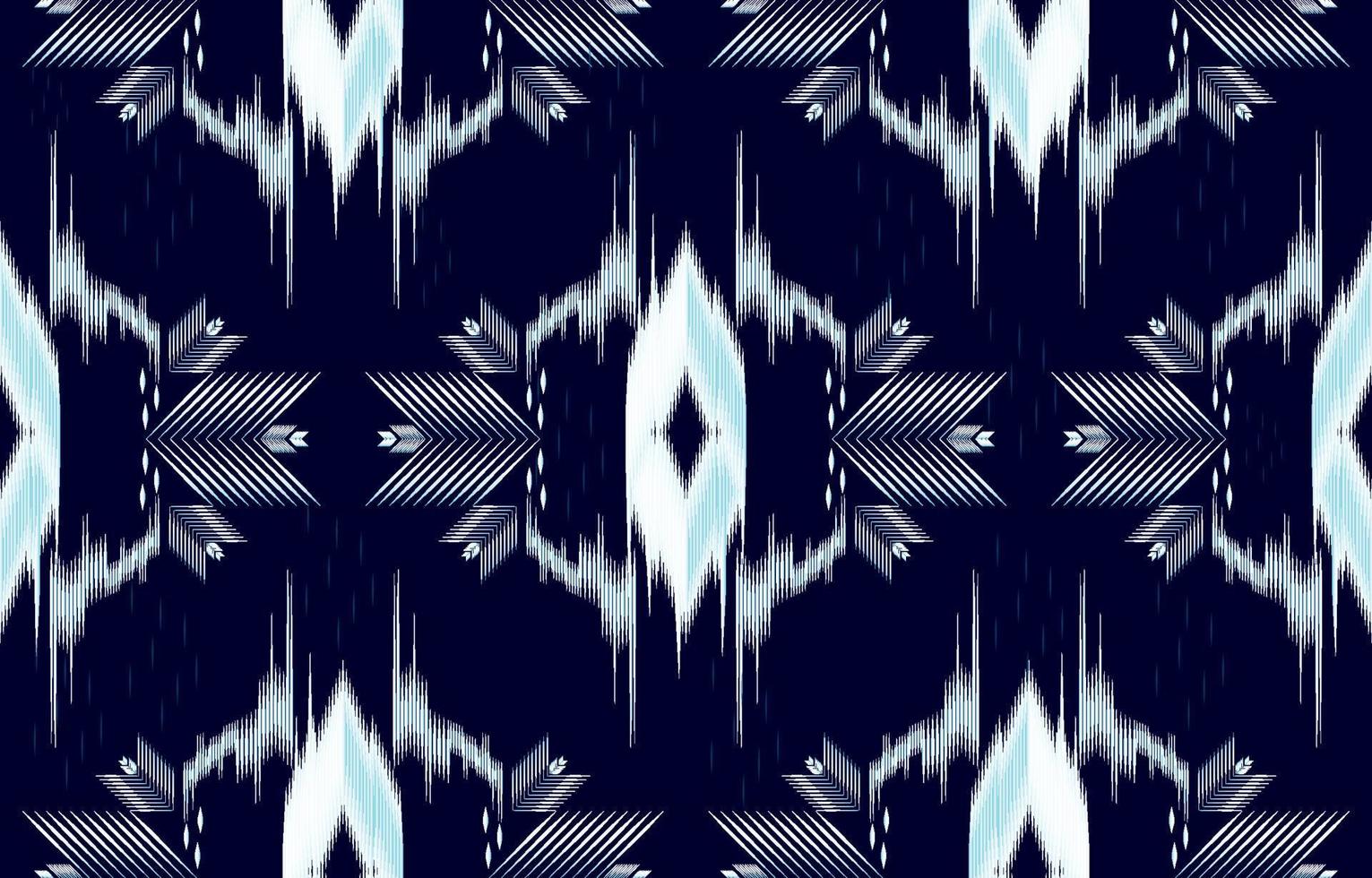 dark blue and white ikat seamless pattern Geometric ethnic oriental  traditional embroidery style. vector