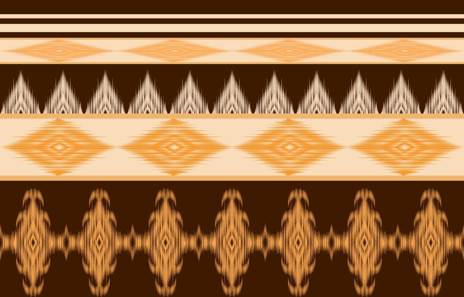 patrón sin costuras de ikat marrón dorado estilo de bordado tradicional étnico oriental geométrico. diseño para fondo, alfombra, tapete, papel tapiz, ropa, envoltura, batik, tela, ilustración vectorial. vector