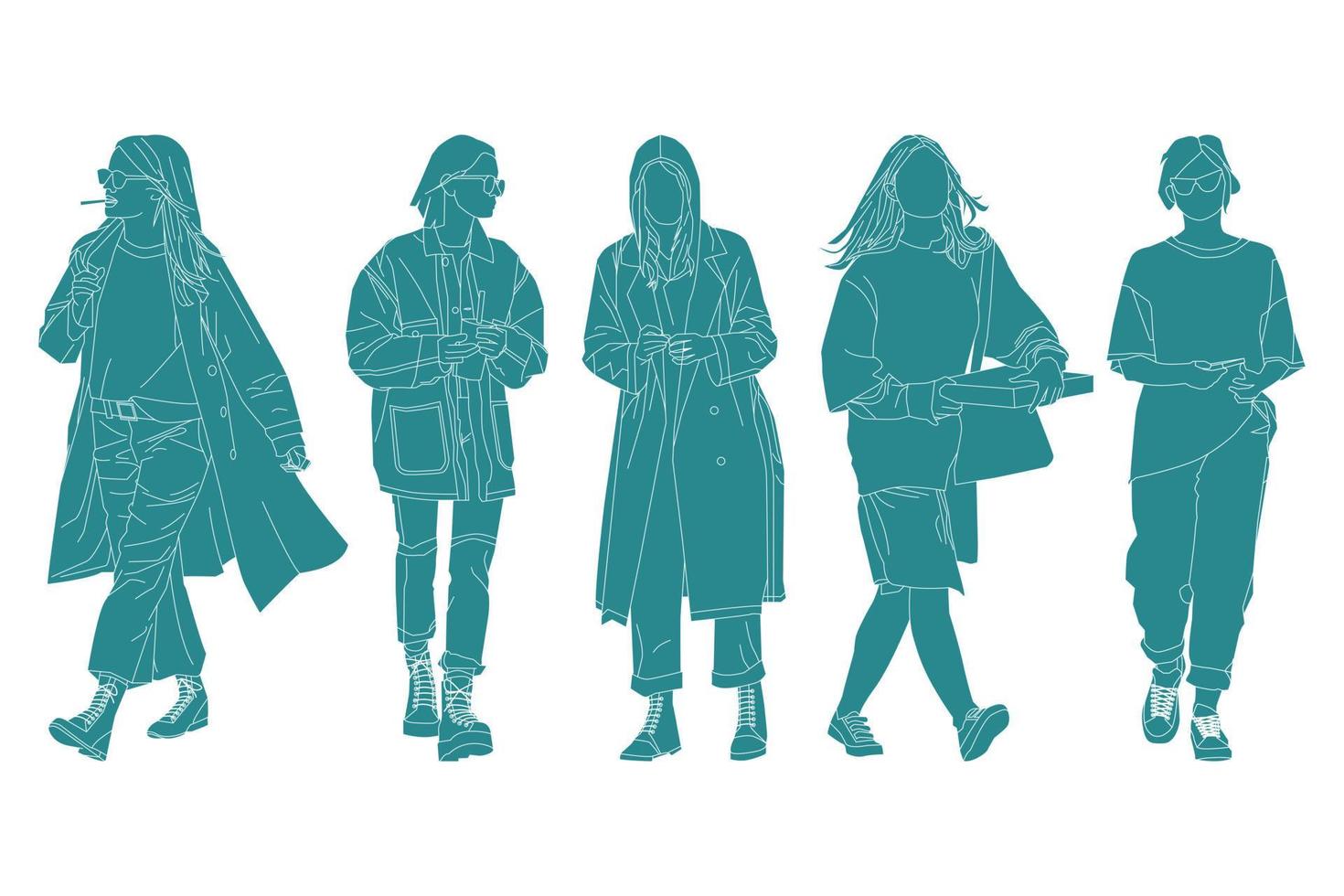 Vector illustration of fashionable women bundle