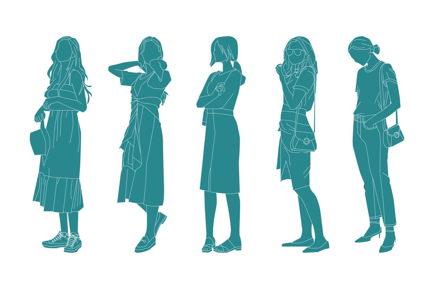 ilustración vectorial del paquete de mujeres casuales vector