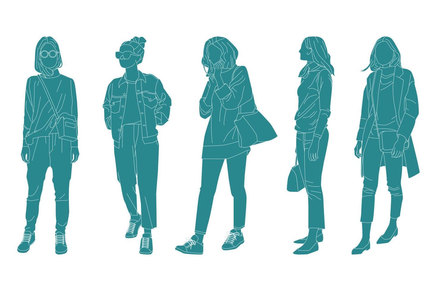 ilustración vectorial del paquete de mujeres casuales vector