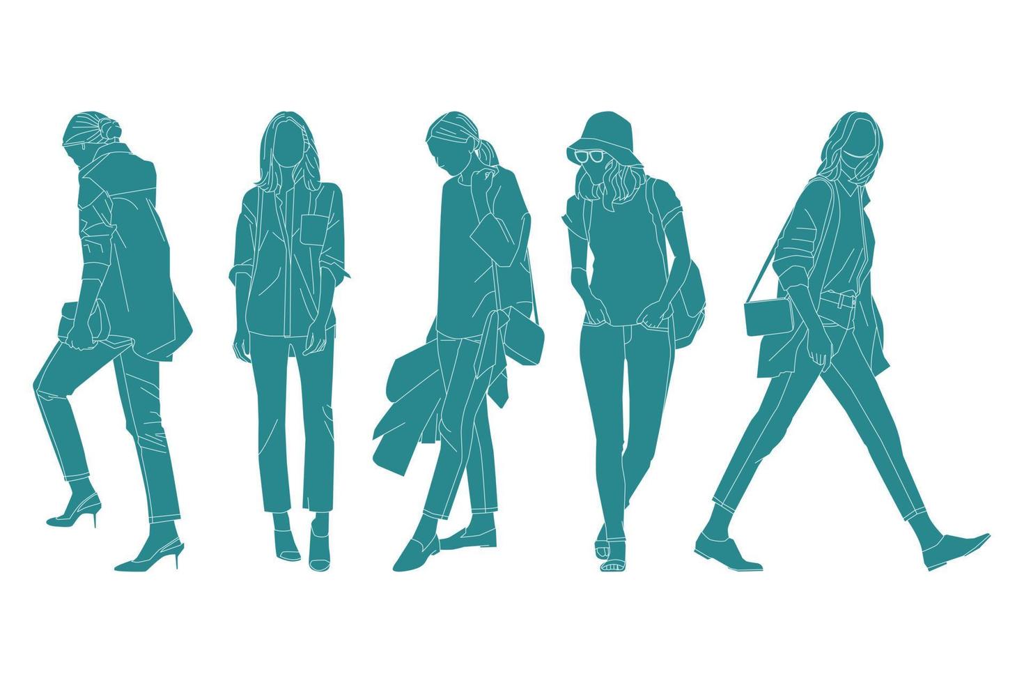 ilustración vectorial del paquete de mujeres casuales vector