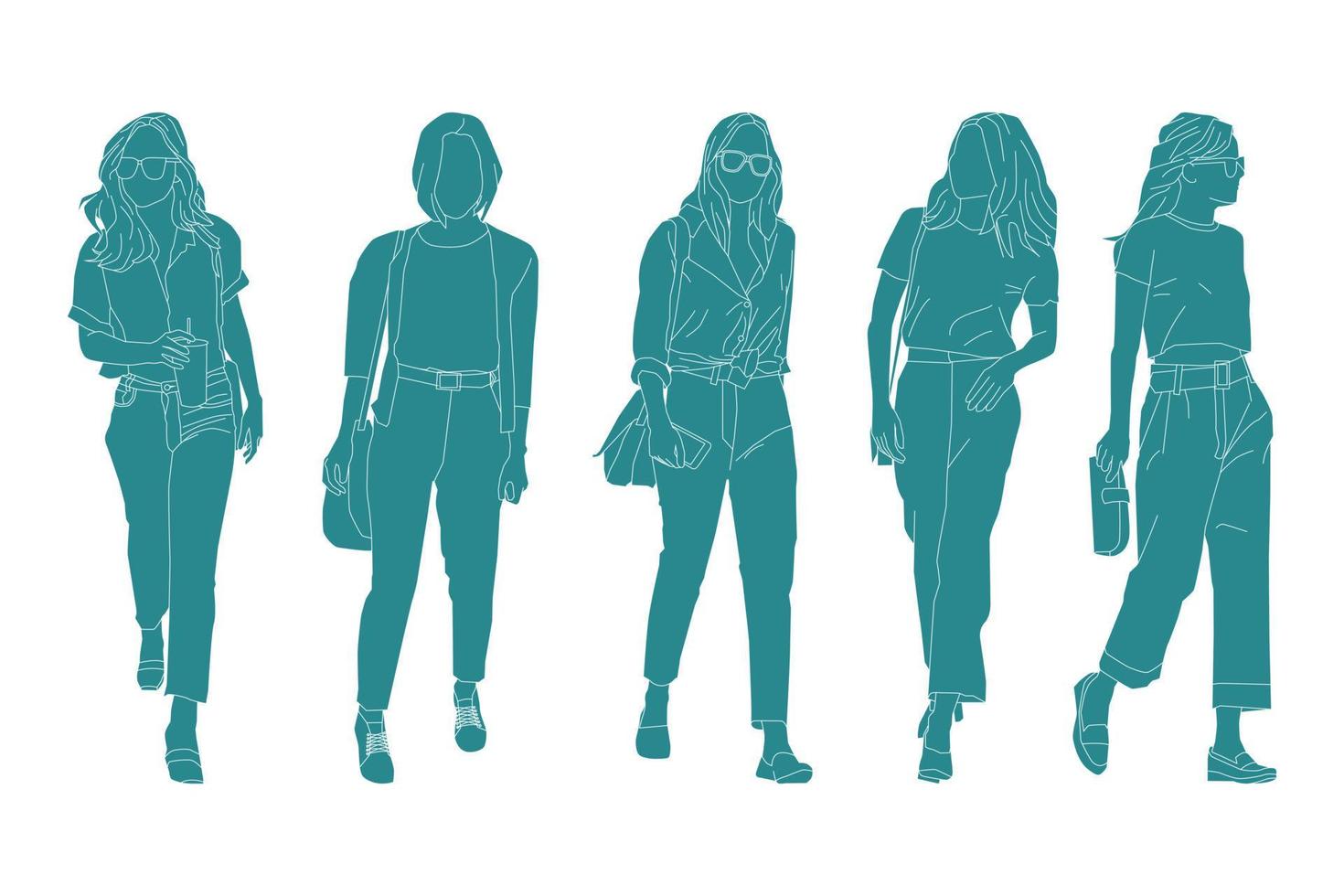 ilustración vectorial del paquete de mujeres casuales vector