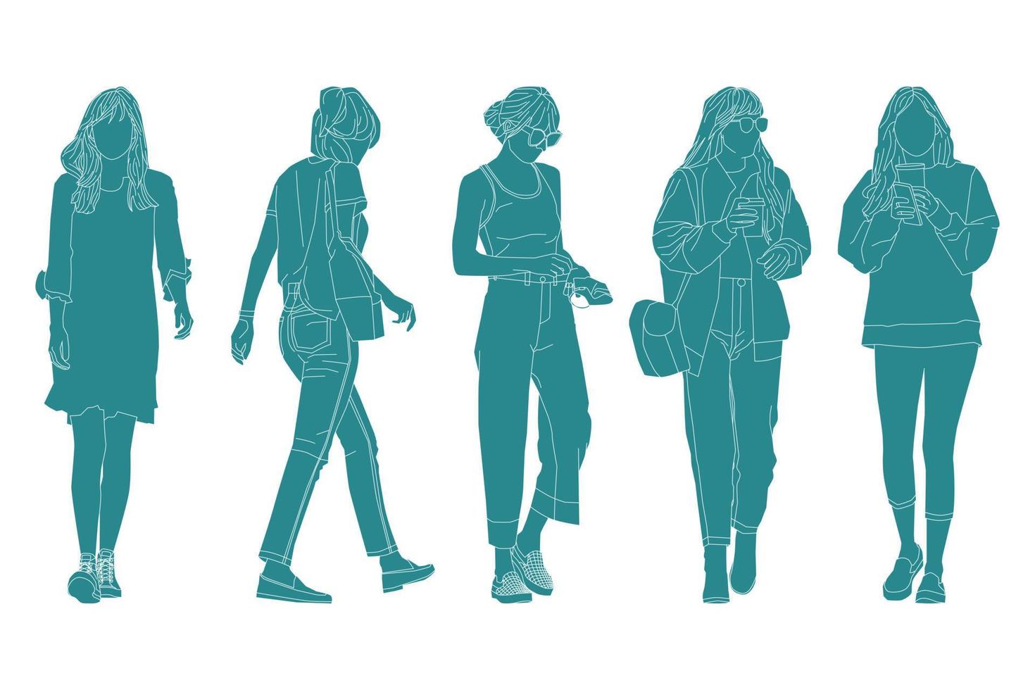 ilustración vectorial del paquete de mujeres casuales vector