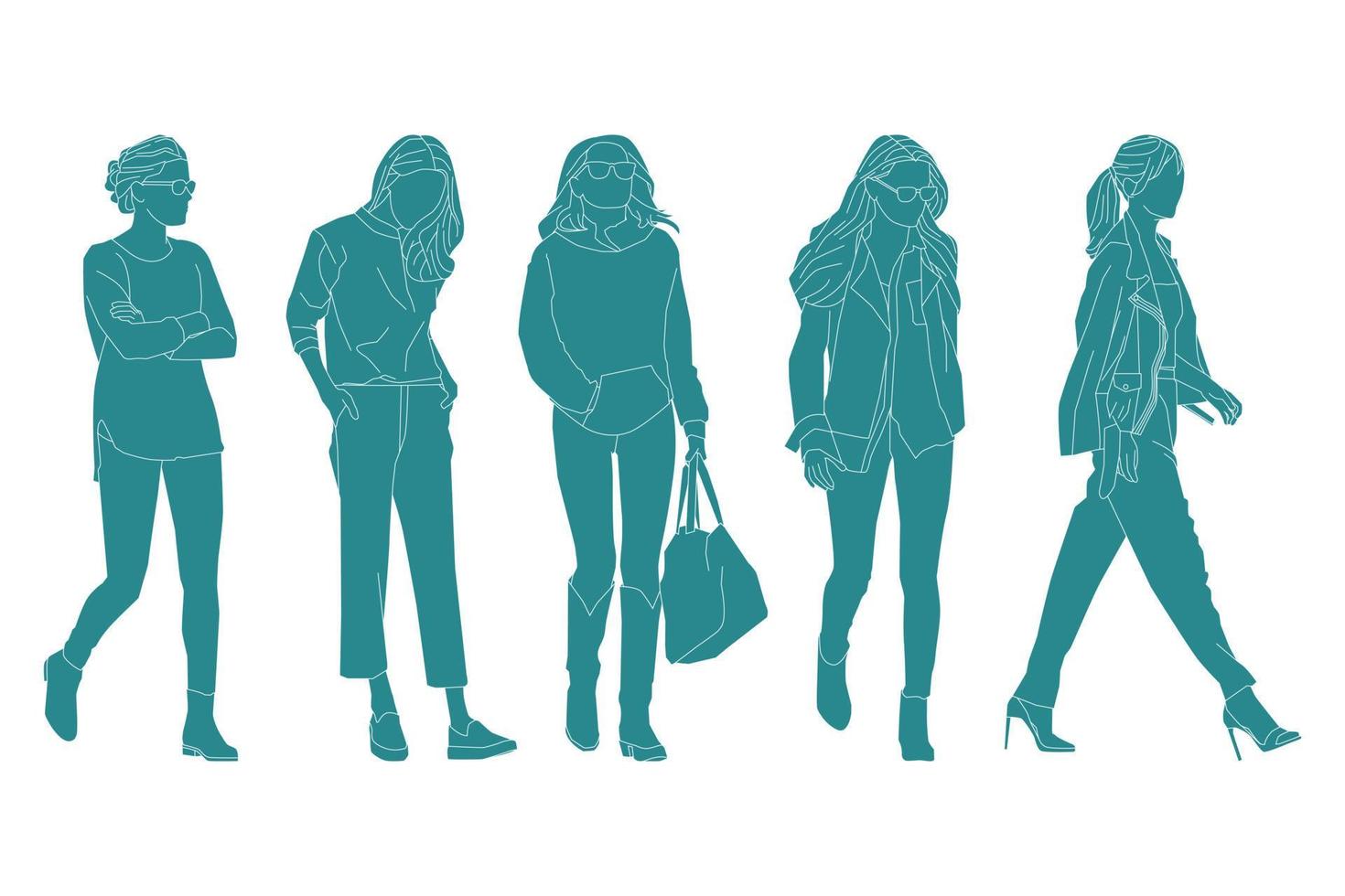 Vector illustration of casual women bundle