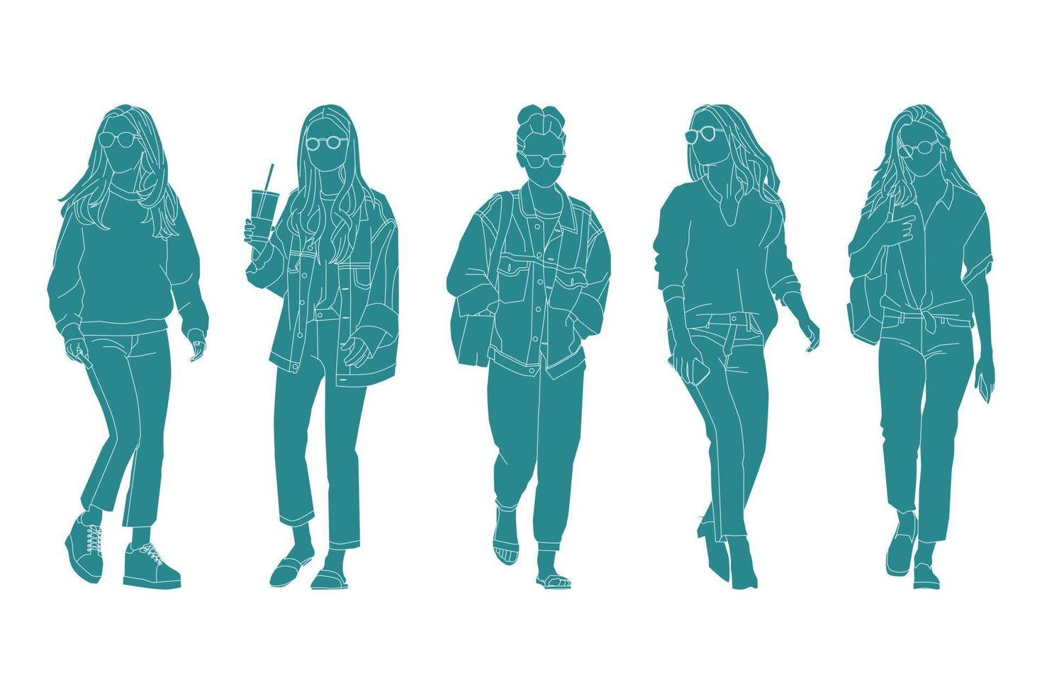 ilustración vectorial del paquete de mujeres casuales vector