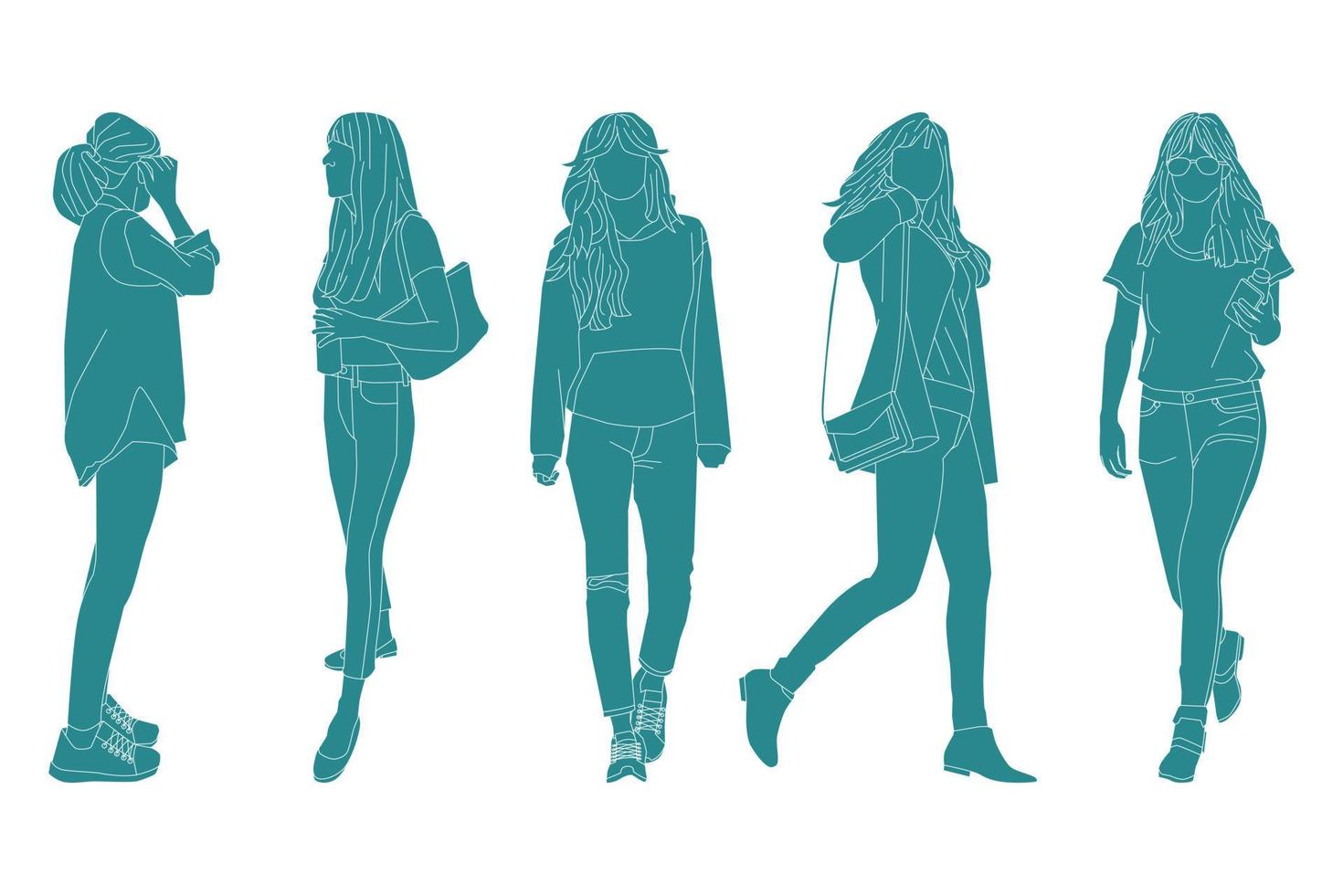 Vector illustration of casual women bundle