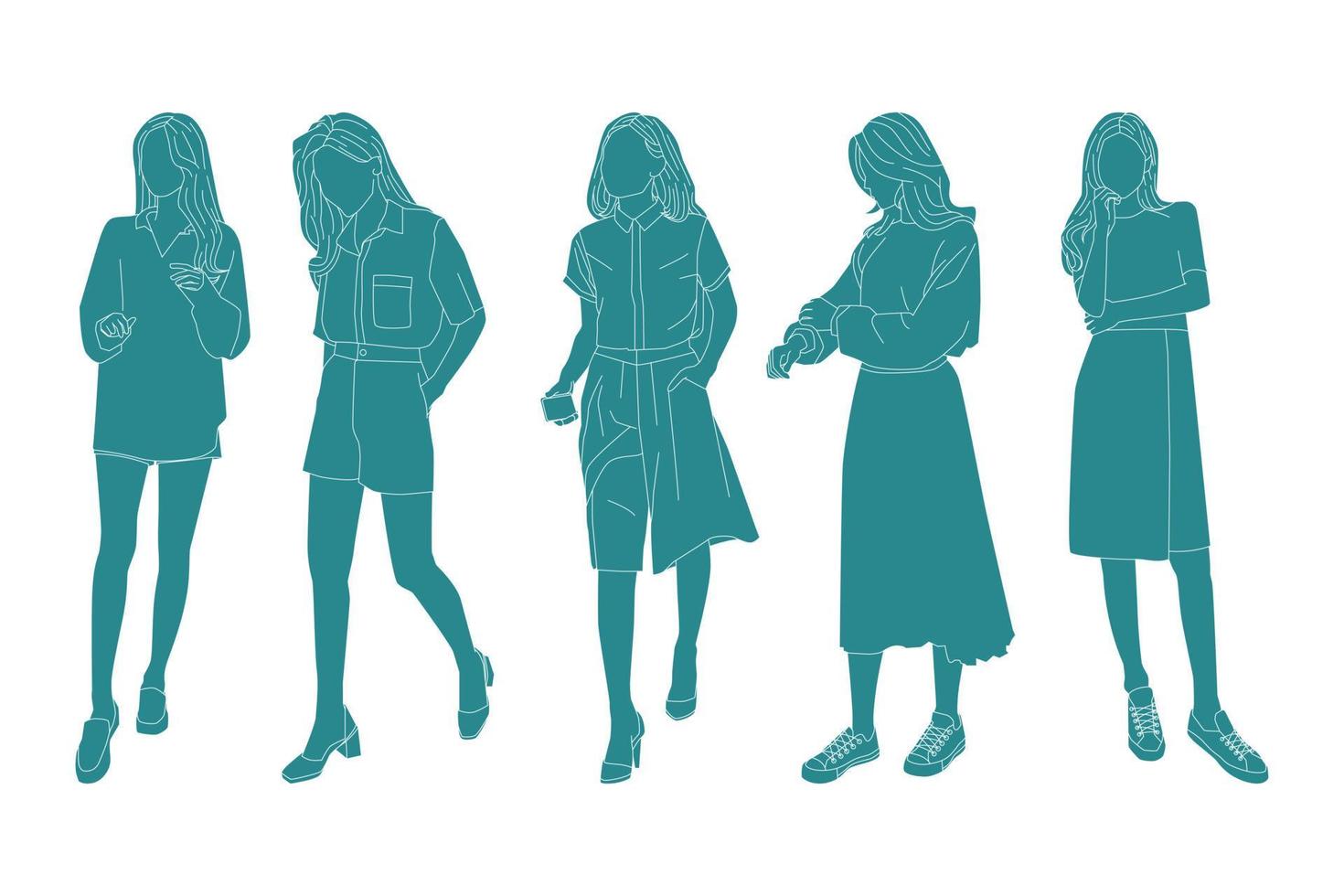 Vector illustration of elegant women bundle