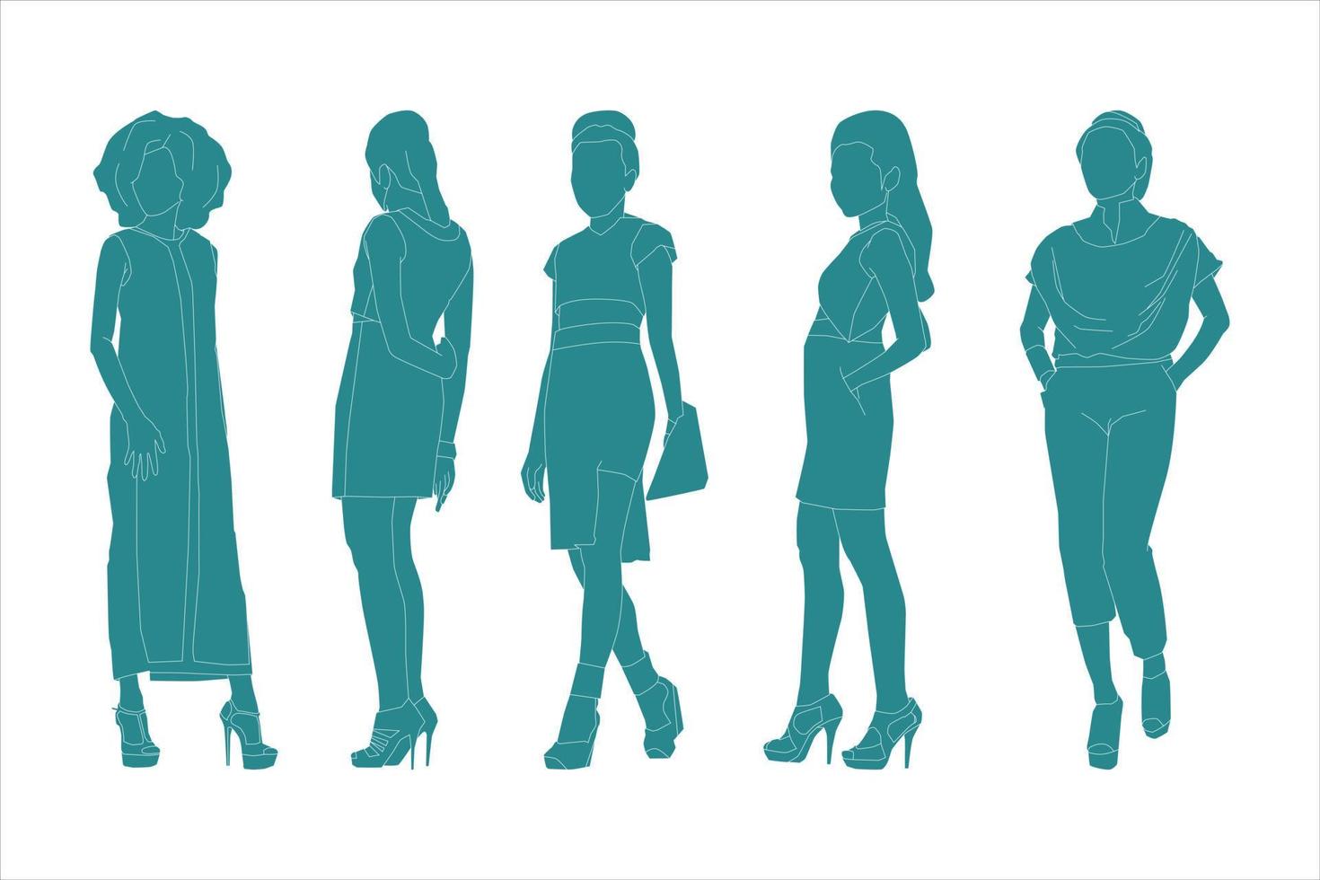 Vector illustration of fashionable women bundle