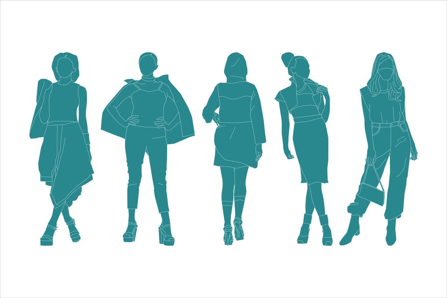Vector illustration of fashionable women bundle