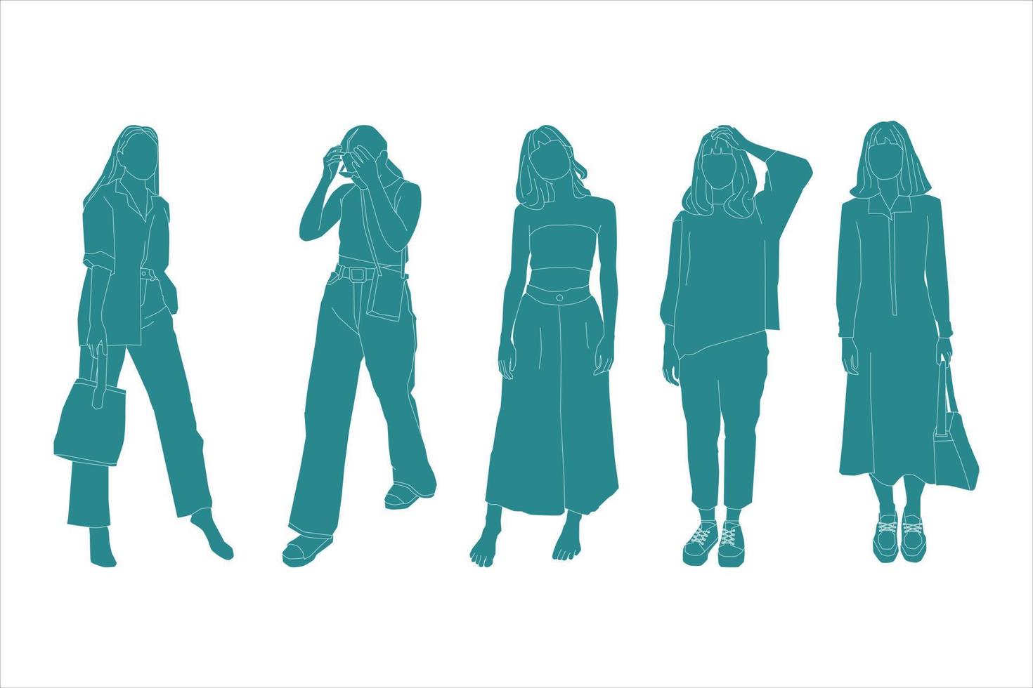 ilustración vectorial del paquete de mujeres casuales vector