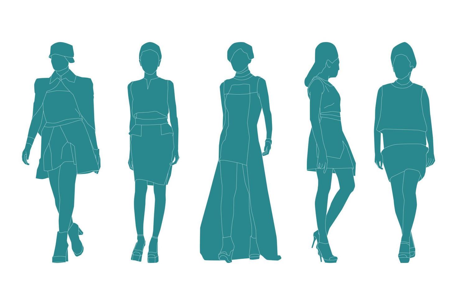 Vector illustration of elegant women bundle