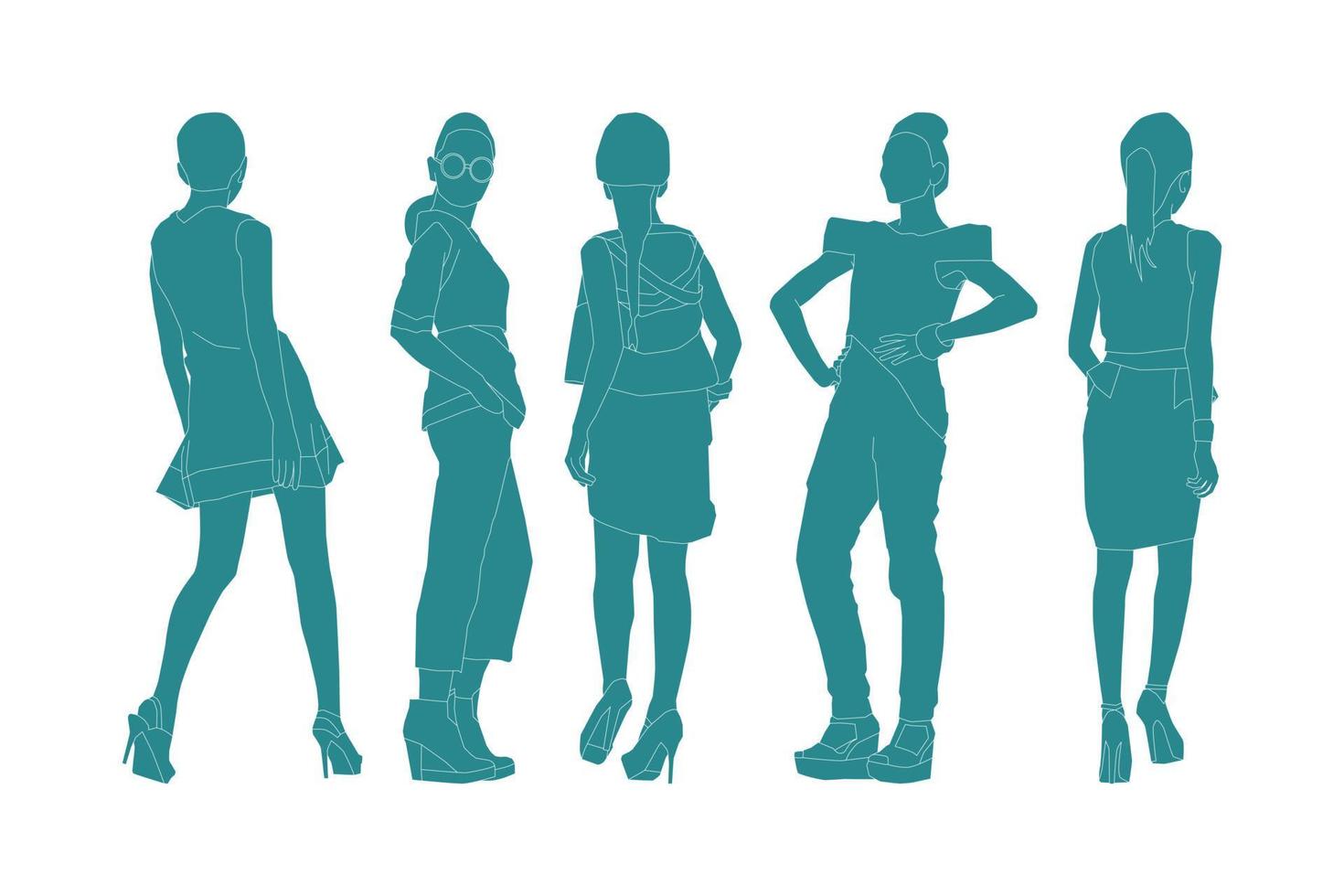 Vector illustration of fashionable women bundle