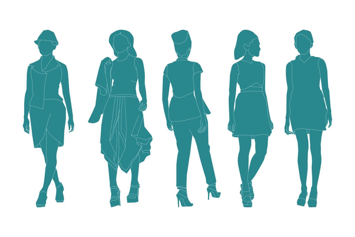 ilustración vectorial de mujeres elegantes bundle.eps vector