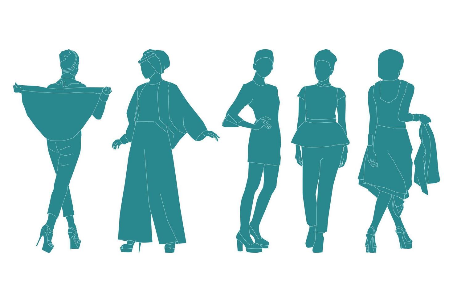 Vector illustration of fashionable women bundle