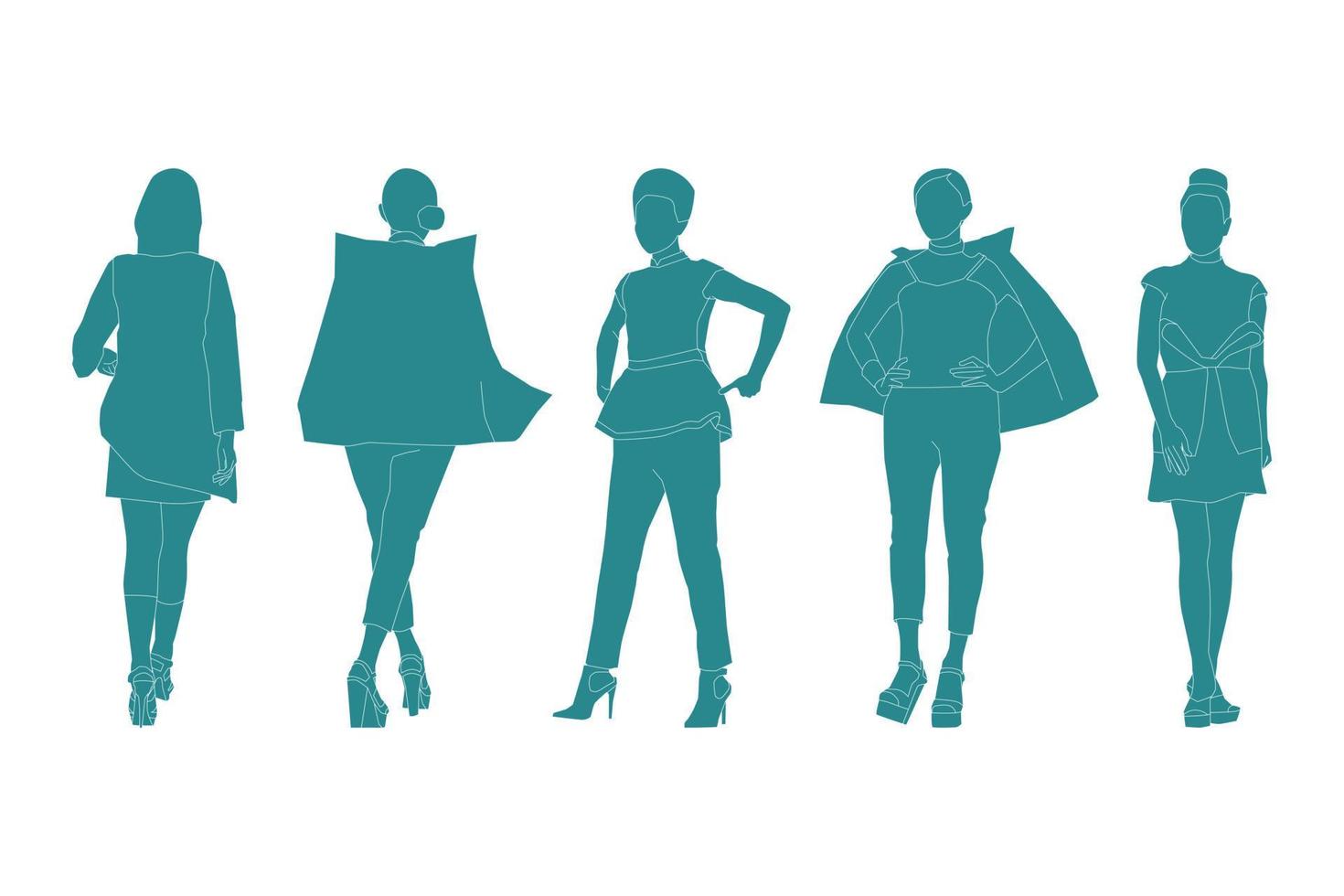 Vector illustration of fashionable women bundle