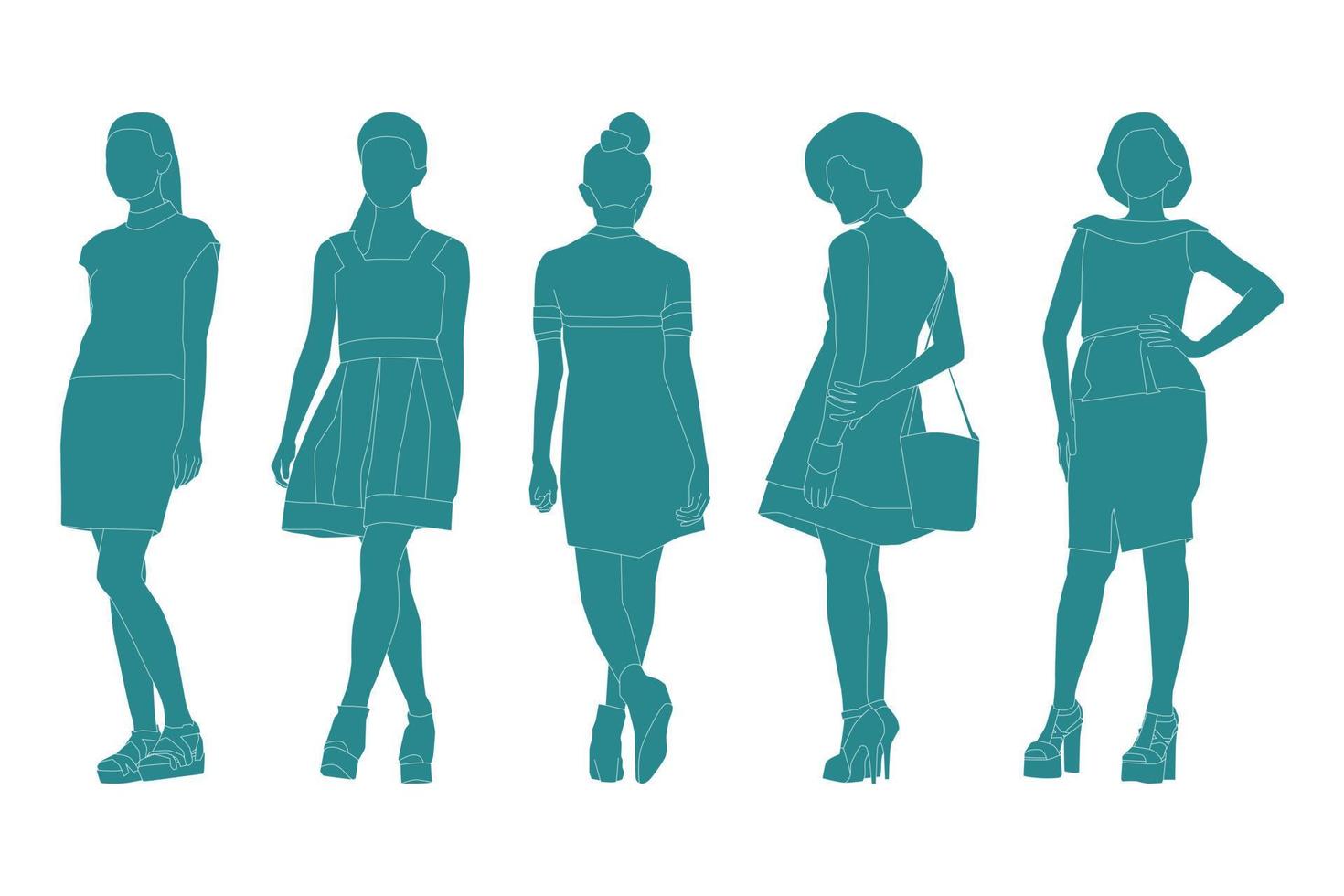 Vector illustration of elegant women bundle