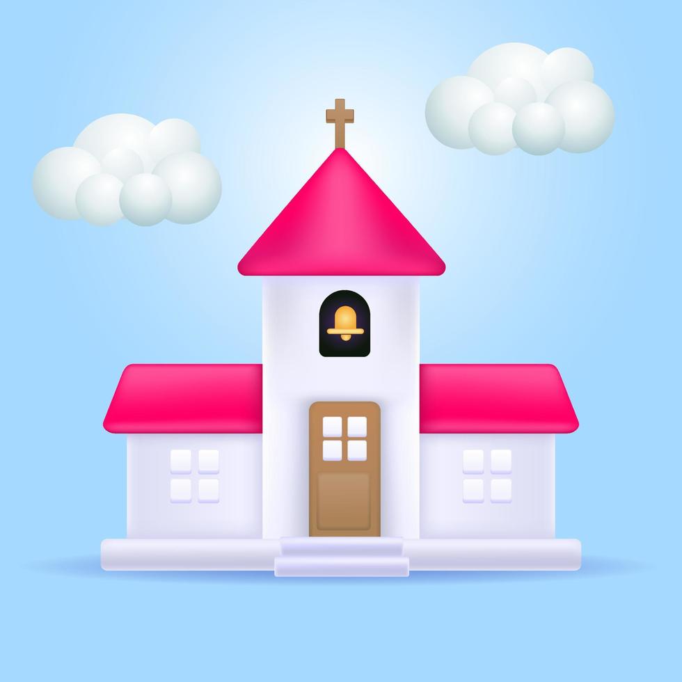 curch icon concept. 3d vector icon. Cartoon minimal style.