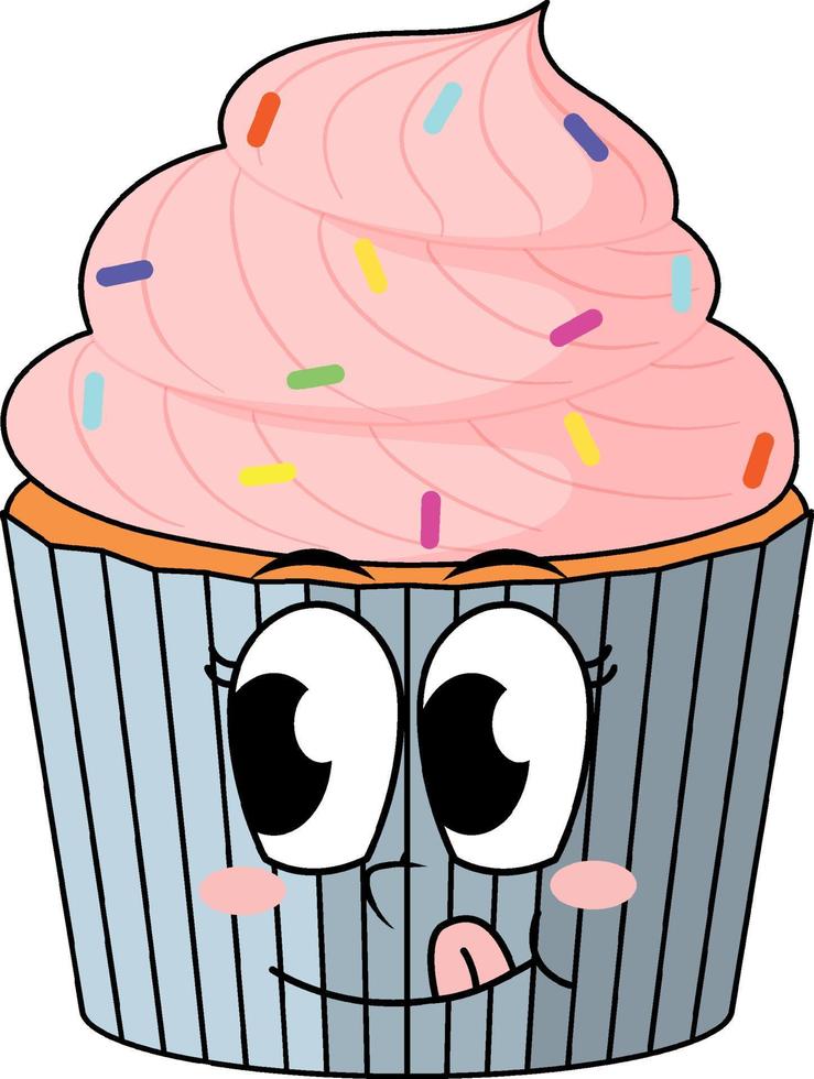 Cupcake with pink cream vector