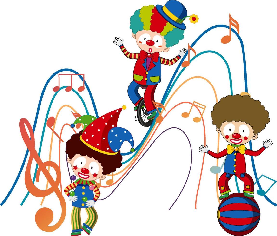Clown cartton character with music note vector