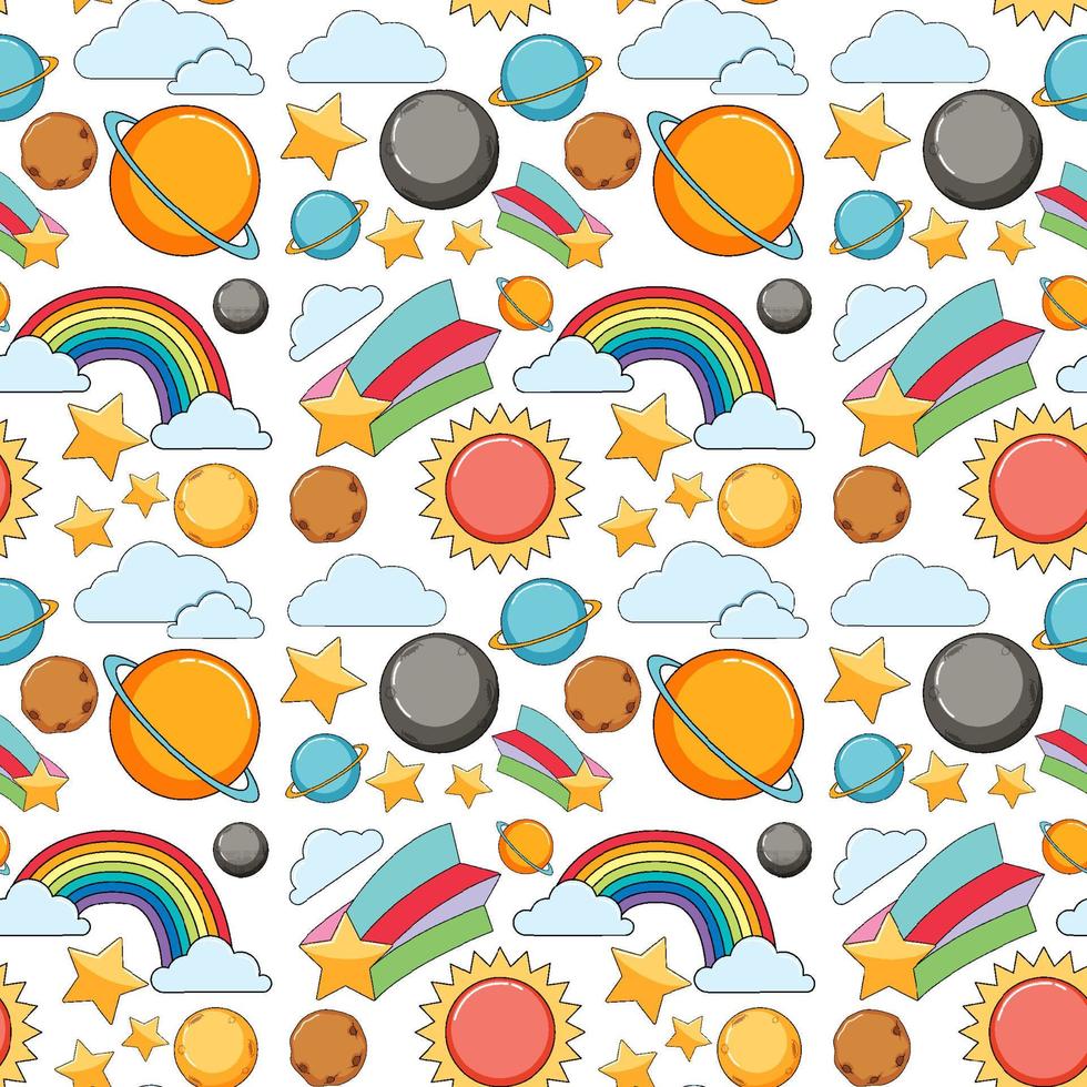 Seamless background design with sun and moon vector