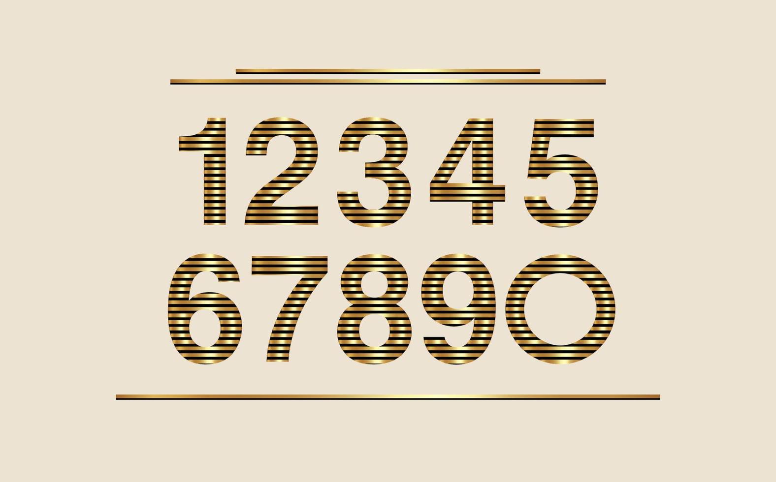 números establecen alfabeto de fuente vectorial, diseño plano de lujo dinámico moderno para su diseño de elementos únicos, patrón rayado, logotipo, identidad corporativa, aplicación, afiche creativo. Fondo blanco vector
