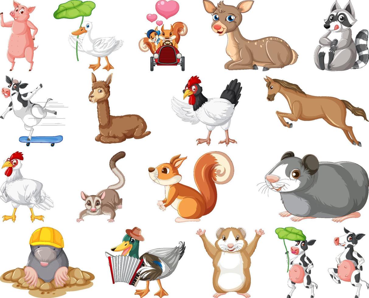 Set of animal cartoon character vector