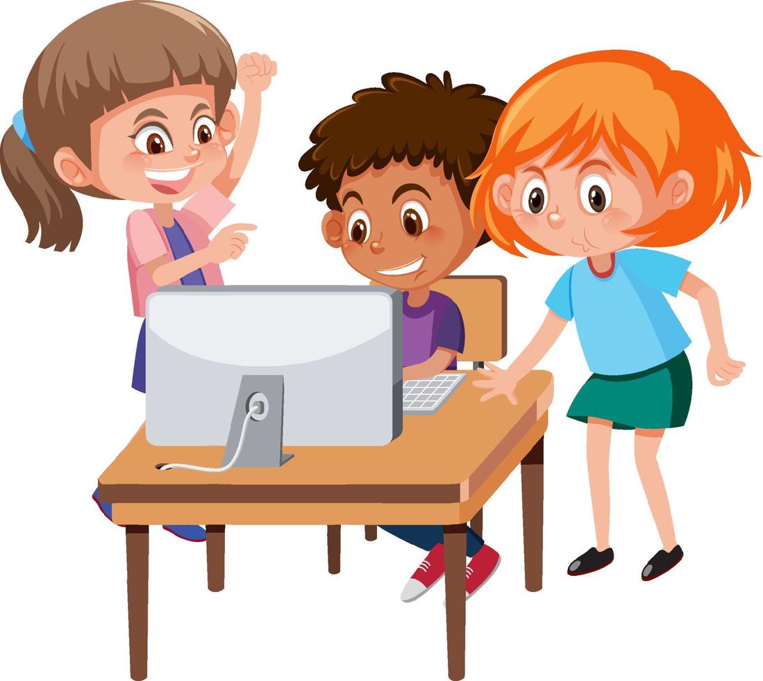 Boy and girl learning vector
