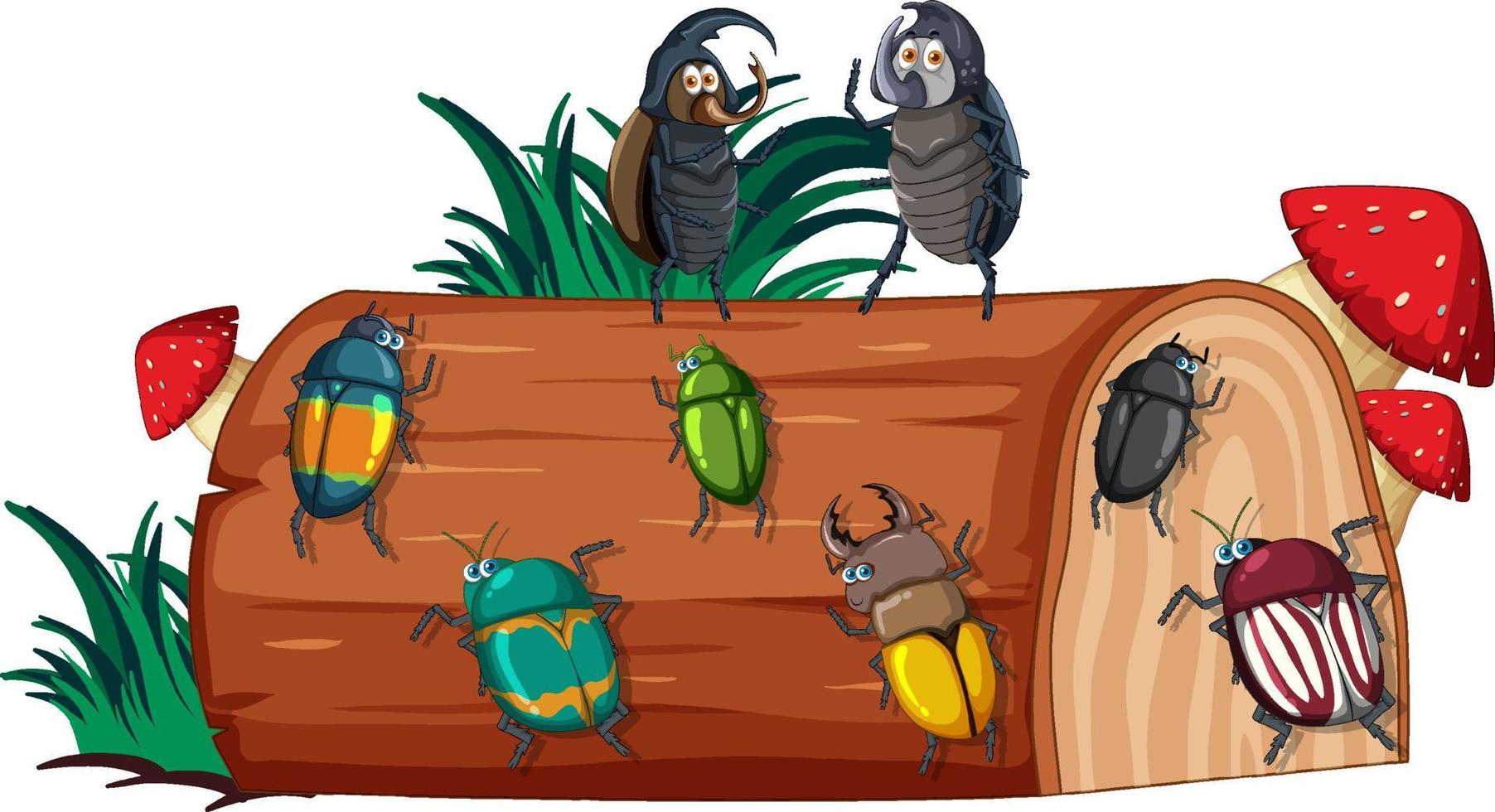 Happy insect in nature fairy tale scene vector