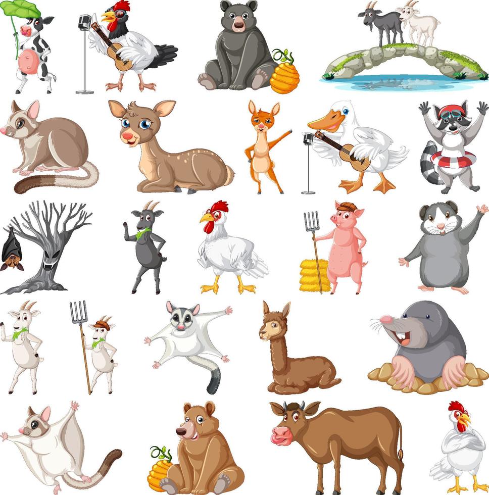 Set of different kids of animals vector