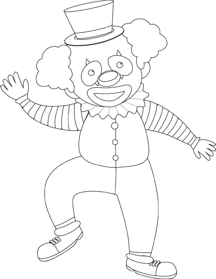 Clown black and white doodle character vector