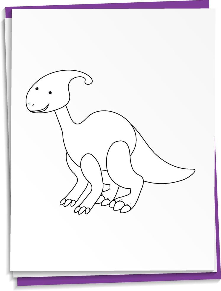 Hand drawn dinosaur on paper vector