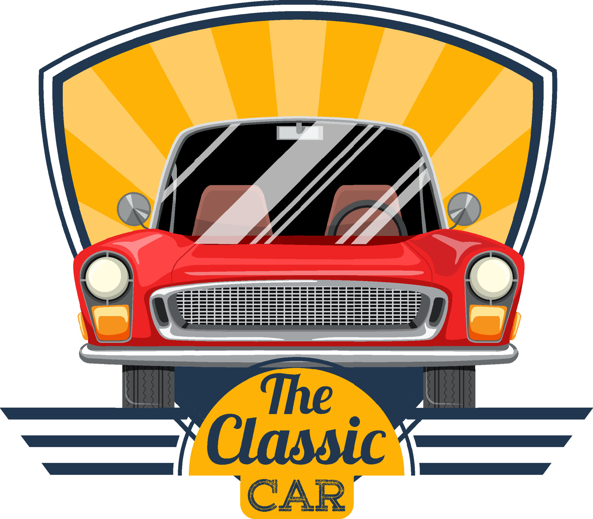 The classic car concept with old car front view 6892481 Vector Art at ...