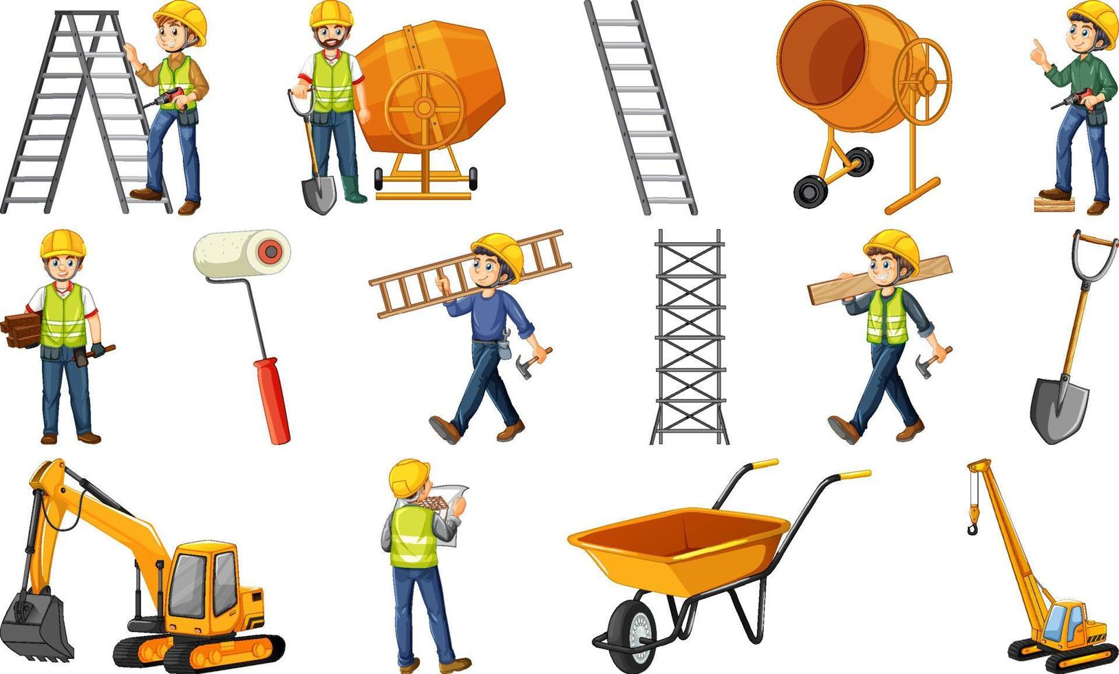 People at consttuction site with tools vector