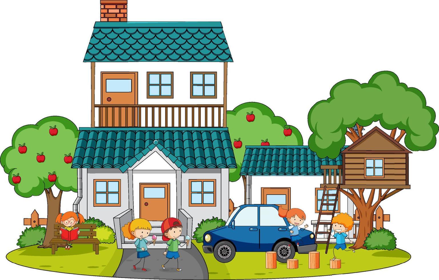 Doodle house cartoon design vector