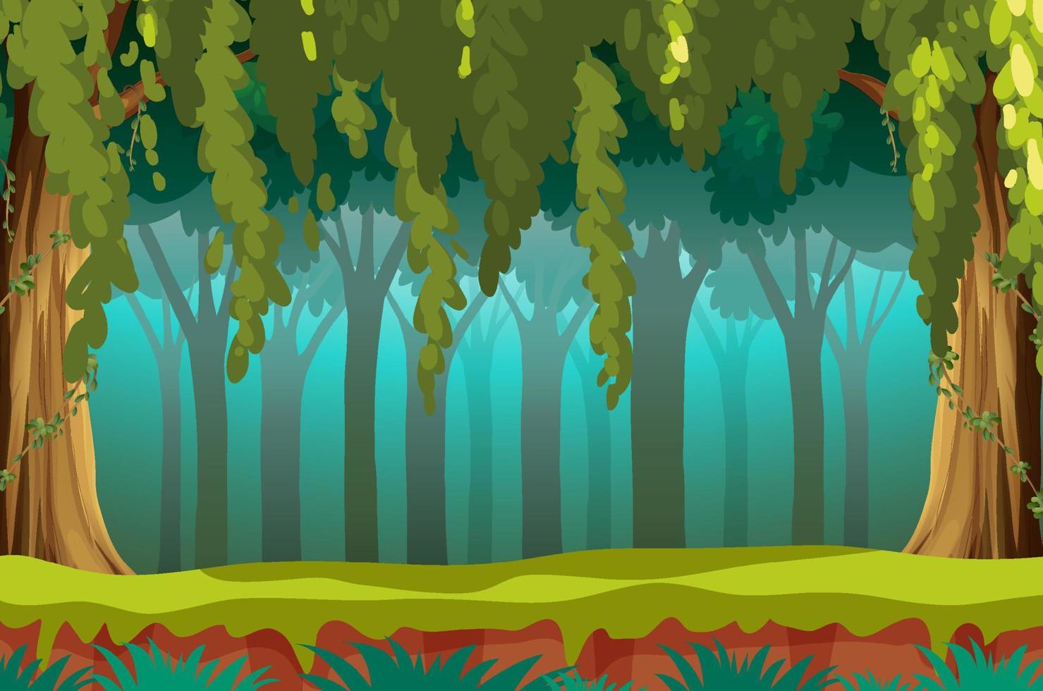 escena de la naturaleza con muchos árboles vector