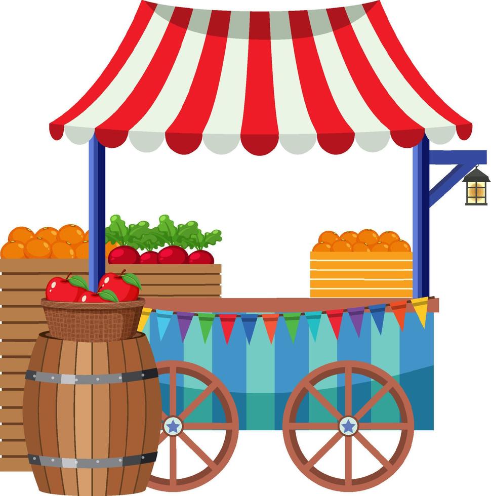 Street food cart concept with fruit cart vector