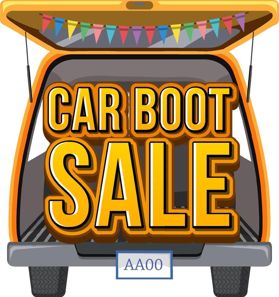 Car boot sale typography design vector