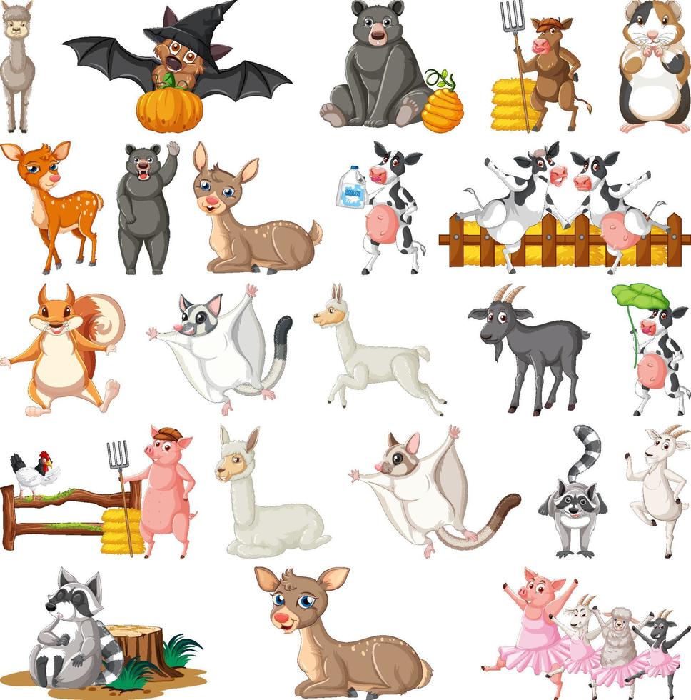 Set of different kids of animals vector