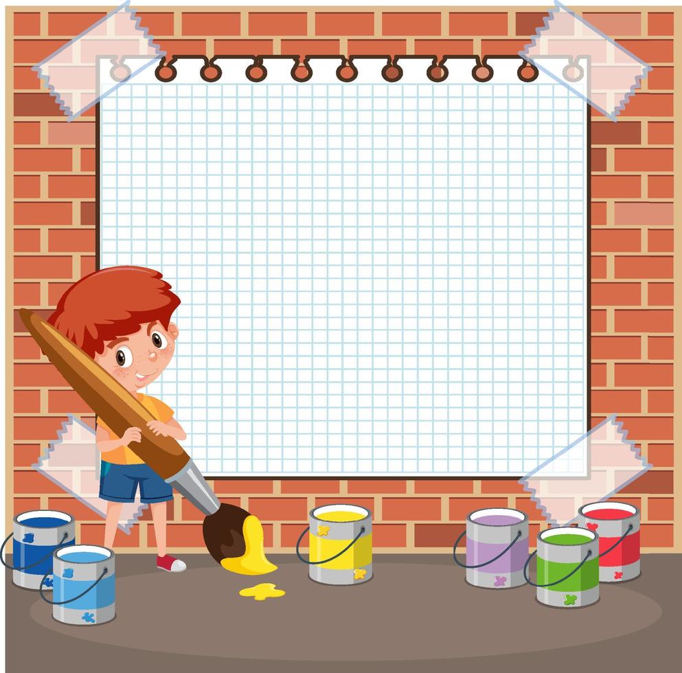 Empty board template with children cartoon character vector
